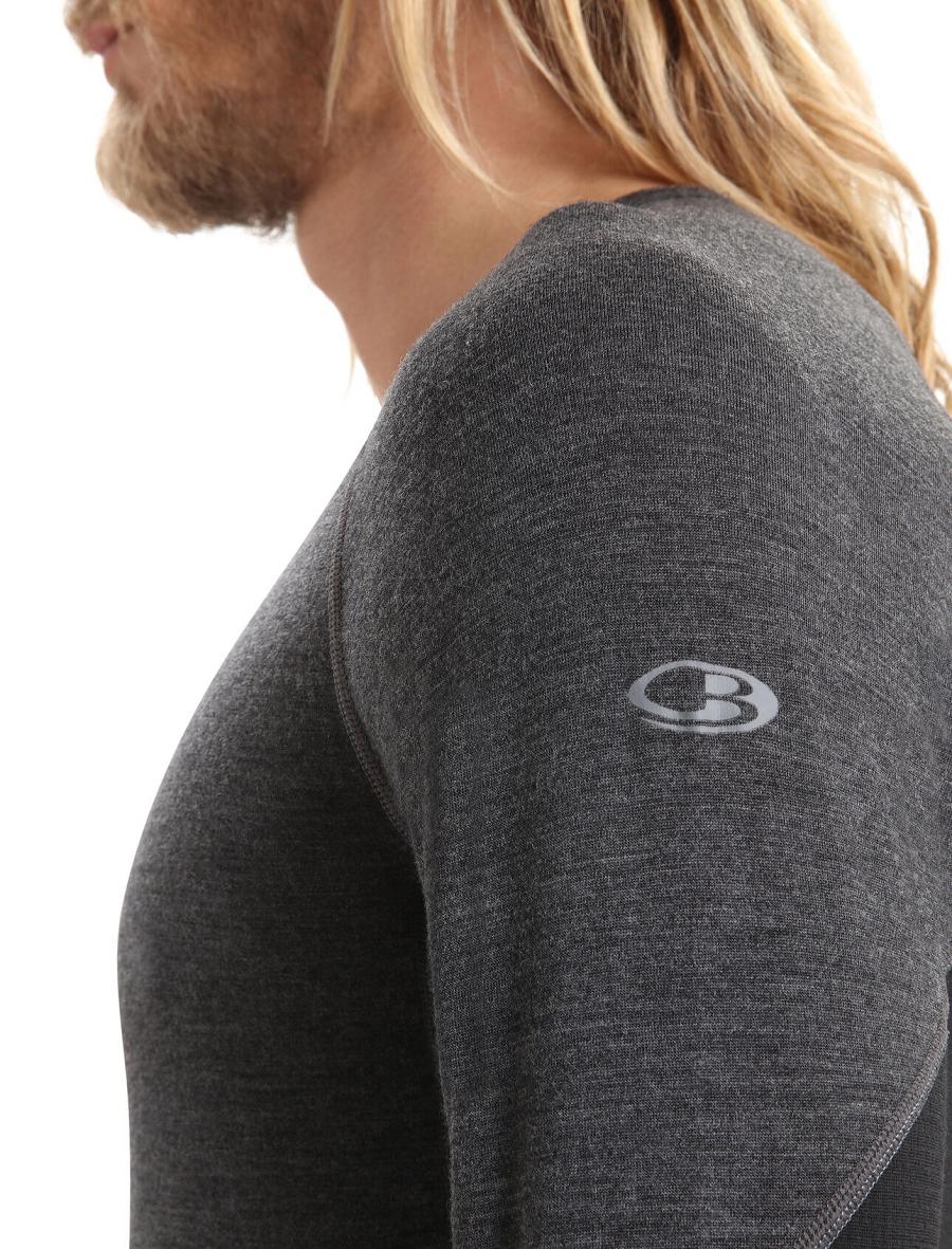 Icebreaker BodyfitZone™ Merino 260 Zone Long Sleeve Crewe Thermal Top Férfi Base Layers Fekete | HU 1382SGLO